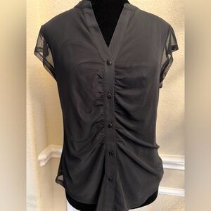 Chic Black Ruched Women's Blouse